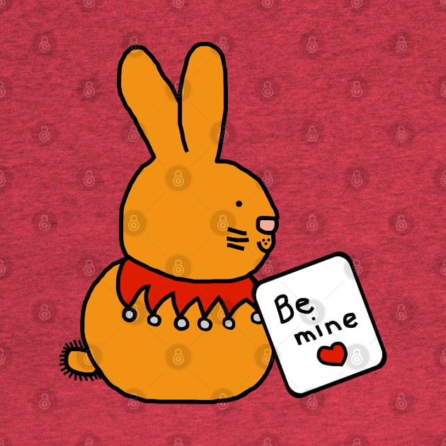 Cute Bunny Rabbit says Be Mine on Valentines Day by ellenhenryart